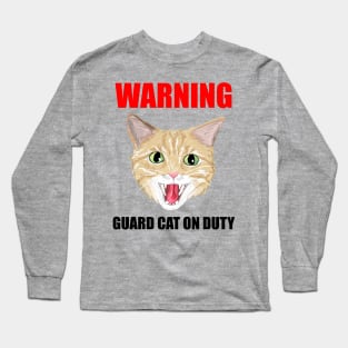 Beware Guard Cat (orange tabby) Long Sleeve T-Shirt